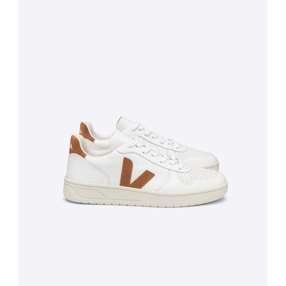 Veja V-10 LEATHER Sneakers Heren White/Brown | BE 329CTV